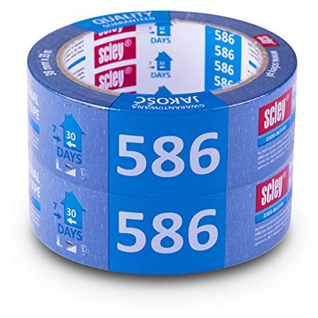 Scley Abdeckband, Kreppband Breite 38mm, Länge 33m, 2 Stück Malerband, Malerkrepp blau, Klebeband für Malerarbeiten Serie *586*, A0300-860238, 38 mm x 33 m