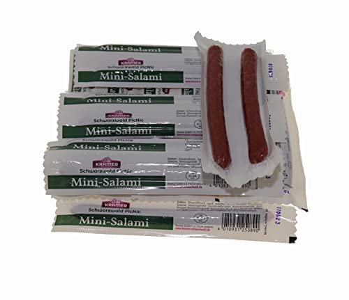KRAMERs Knabberle (25 Stück) | Salami Sticks | zum Wandern, Camping und unterwegs | mit Buchenholz geräuchert und würzig fein | 20g pro Stück