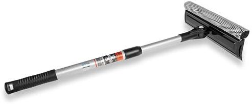 HEYNER® Windschutzscheiben Reiniger Abzieher Auto 25 cm I Teleskop: 53-80 cm I ausziehbar Aluminium-Rohr & ergonomischer Griff, klappbarer Kopf I Scheibenreiniger Fliegenschwamm