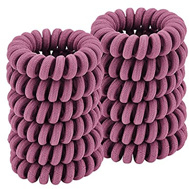 ZOUIQSS Spiralförmige Haargummis,Pferdeschwanzhalter,Telefonkabel,Haarspulen für Frauen und Mädchen,spurlos,starker Halt,wasserfest,für alle Haartypen geeignet (Stoff lila,12 Stück)