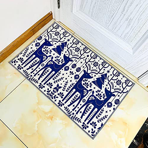LNXSESN Fußmatte Königsblauer Hirsch Schmutzfangmatte Polyester Fußmatte Außen Verdicken Fussmatte Aussen rutschfest Fußmatten Dekontamination Türmatte Weich Fußabtreter Teppich 120x160cm