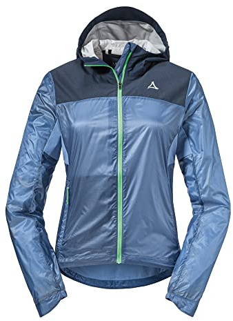 Schöffel Damen Hybrid Jkt Flow Trail L, extrem leichte, atmungsaktive MTB Jacke, wasserabweisende Fahrradjacke mit vorgeformten Ellbogen, zen blue, 36