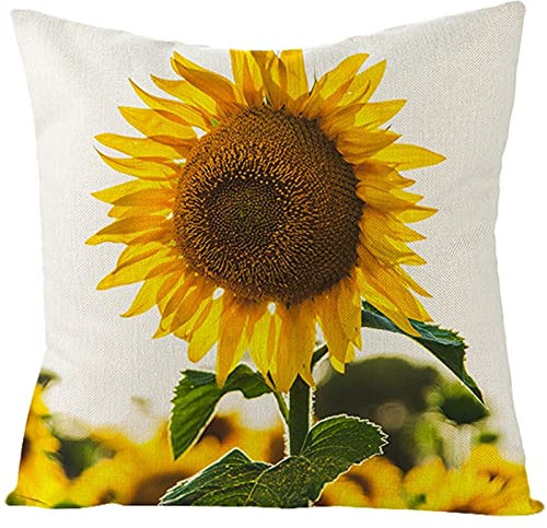 Lieson Kissenhülle Weihnachten, Kissenhülle Weihnachten 40x40 1 Stück Zierkissenbezüge Gelb Weiß Sonnenblume, Linen