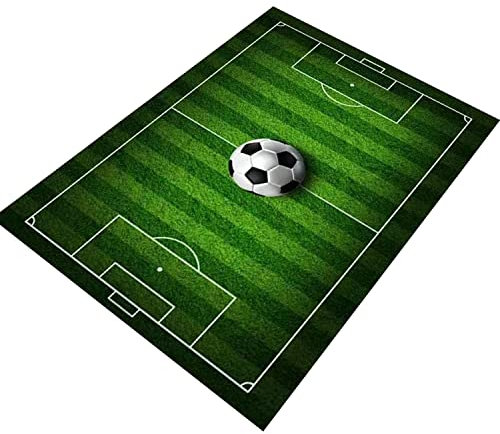 Kinderteppich Fußballteppich Fußballteppich Fußballfeld Teppich für Jungen Schlafzimmer, Spielmatte Bereich Teppiche für Kinderzimmer, Kinderteppich 6.6x10.2 cm für Wohnzimmer, grün