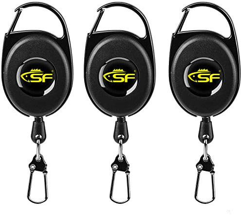 SF Fly Fishing Zinger Retractor 3 Pcs Steel Cord Black