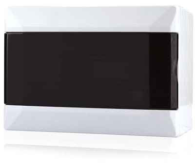 Lion Electric Stromkasten Aufputz 9 Module | 1-Reihig Hutschienengehäuse für Feuchtraum und alle Innenbereichen, Sicherungskasten mit Transparenter Tür IP40, Kleinverteiler für Aufputzmontage