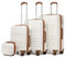 Kono Set de 4 Valises Rigide Léger Ensemble de Bagages en ABS avec 4 roulettes et Serrure TSA 55cm Bagage Cabine / 65cm / 76cm / Vanity Case (Blanc Crème)