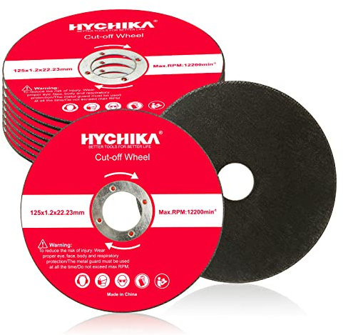 HYCHIKA Dischi da Taglio, Dischi 10 pezzi Dischi da Taglio in Metallo e Acciaio Inossidabile, 125 Metallo Acciaio INOX per Smerigliatrice Angolare 125 MM x 1,2 MM x 22,2 MM