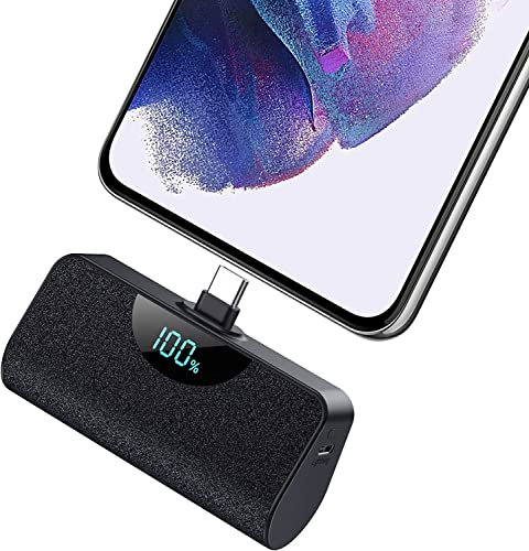 QTshine Mini Power Bank 5200mAh, USB C Caricatore Portatile, 15W PD Ricarica Rapida Batteria Esterna con LED Display, Powerbank per Samsung S24/23 Serie, iPhone 15/15 PLUS/15 Pro Altri telefoni USB C