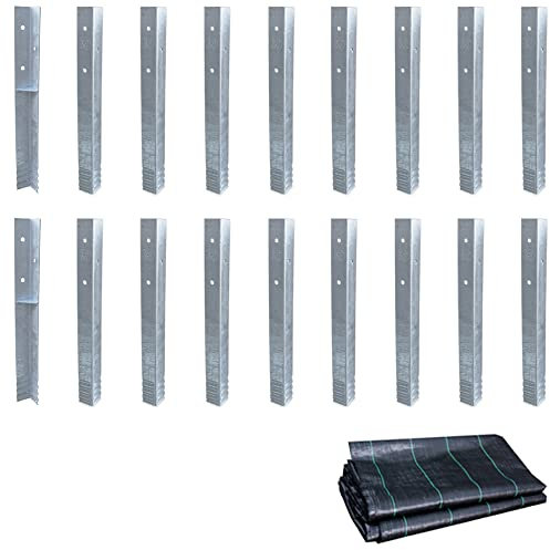 Wickey SolidLock Winkelanker aus feuerverzinktem Stahl für Spieltürme, Schaukeln, Stelzenhäuser - 18er-Set Anker inklusive Schrauben & Unkrautvlies - Bodenanker, Erdanker 500x45x45 mm