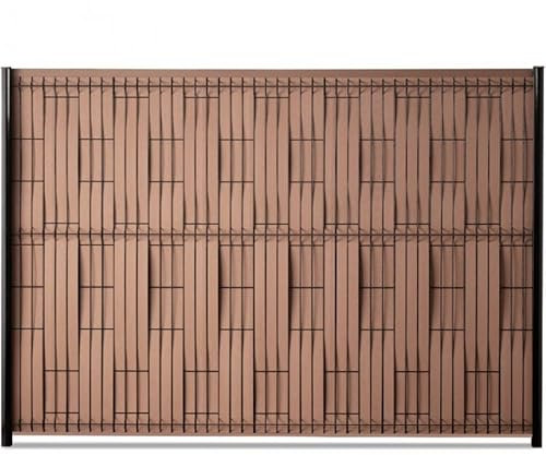 EASY CLOTURE Kit d'occultation Lattes Composite à tresser H1m23 x L 2m50 Maille 55 Brun - pour Grillage Rigide - Clôture pour Jardin - Protection vis-à-vis intimité Brise-Vue