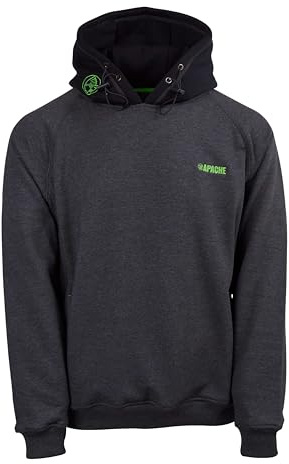 Apache Workwear Kingston Hoodie Heavyweight Polycotton XL Charcoal Grey | Heavyweight polycotton, kangaroo pocket, elbow patches, triple stitching, workwear hoody, charcoal grey