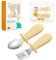 Qkie Couverts pour Enfants et Bébé - En Acier Inoxydable avec Poignées en Silicone - Fourchette et Sac de Rangement Inclus - Apprentissage 10 Mois+