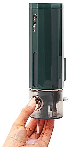 Dispenser per doccia a parete senza trapano 450 ml per shampoo, sapone e balsamo - Ideale per hotel, case, scuole e centri commerciali (Verde)