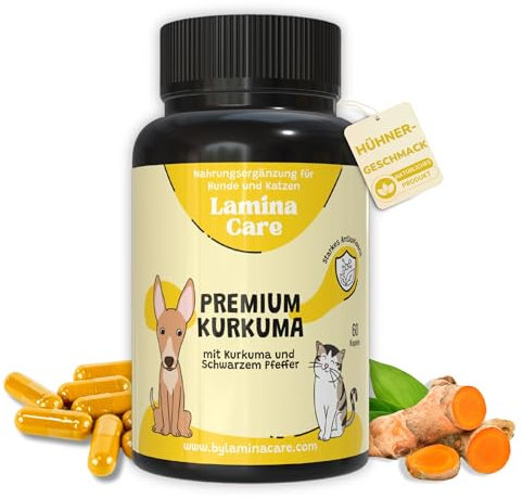 lamina care - Antinfiammatorio Cani e Gatti con Curcuma e Piperina, Integratore Articolazioni Cane Naturale con Azione Digestiva e Antiossidante, Integratori per Cani per Rafforzare Il Sistema Immune