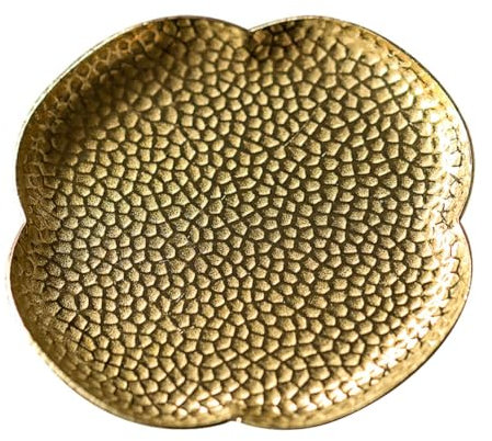 KICHOUSE Copper Tea Cup Pad and Round Copper Coaster Four-Leaf Clover Design Tea Set Accessory for Home