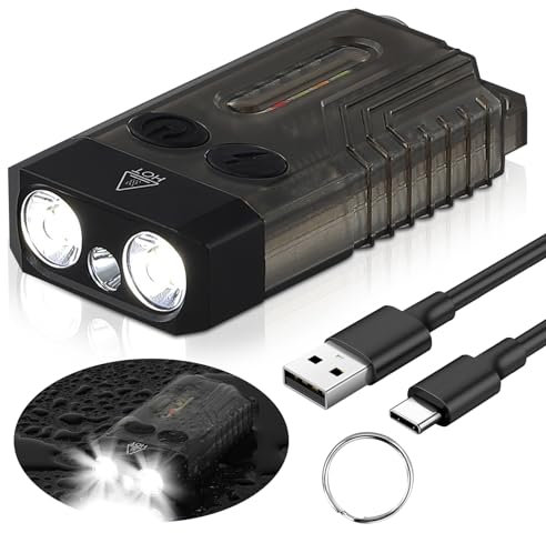 V10 Small Powerful Torch LED Super Bright with 365nm UV, Pocket Torch Brightking 1000 Lumen, IPX4 Mini Magnetic Pocket Flashlight USB-C Rechargeable, 80DB High-Decibel Buzzer,Magnet- 12 Modes (Black)