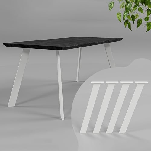 MATERIUM® Tube - 4X Tischbeine Metall Weiß 70cm - Stabile Tischbeine inkl. Schrauben - Elegantes hochwertiges Design - Esstisch, Schreibtisch (Weiß, pulverbeschichtet)