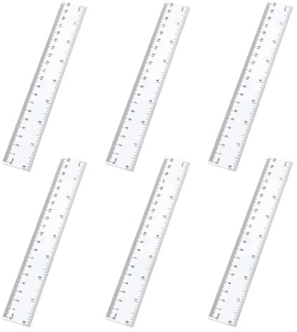 EIHI 6 Stück 20 cm Kunststoff Lineal, Transparent Lineal, lineal 15cm grundschule, Ruler, Messwerkzeug für Schule Büro Zuhause
