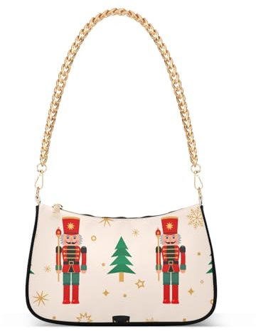 Nutcracker Christmas Tree Handbags for Women Chain Shoulder Bag Womens Tote Clutch Purses with Zipper, Nutcracker Christmas Tree, 1 size, Nutcracker Christmas Tree, 1 size
