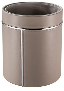 YIORYO Poubelle en Cuir, Poubelle de Salle de Bain, Petite Poubelle de Bureau for Chambre à Coucher, Cuisine, Poubelle Ronde décorative sous l'évier/Bureau/Maison Facile à Nettoyer (Grey : Khaki)