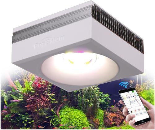PopBloom RL90 Süßwasser Aquarium LED Beleuchtung, WiFi APP Steuerung Aquarium Lampe volles Spectrum für 40-70CM Süßwasserpflanzen Fischaquarium, Hohe Leistung (1 Lampe mit Hängeset)