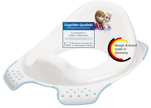 KiNDERWELT Siège de toilette de qualité supérieure pour enfants et bébés, design Disney La Reine des Neiges, blanc, pot pour les tout-petits à partir de 18 mois, lavable, antidérapant et sans BPA