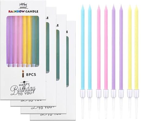 Bolosa 32 Stück Geburtstagskerzen für Torte, Bunte Kerze, Kerzen Torte Kinder & Erwachsene für Dekorative Geburtstagstorte, Kerzen Geburtstag, Geburtstagskerzen für Torte, Birthday Candles(Bunte)