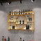 GXQFC Weinregal zur Wandmontage, Weinregal Palette Eisen Weinregal Für Die Bar Wandbar Wand Flaschenhalter Küchenregal Hängend Weinregale Flaschenregal Weinglasregal(Size:140 * 15 * 80cm,Color:Gold)