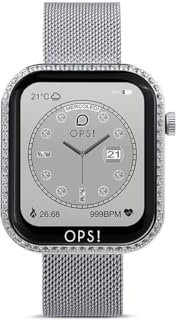 OPSOBJECTS Ops! Smartwatch Donna Brillantini Call Love Diamonds, chiamata, notifiche, sport, frequenza cardiaca, sleep monitor, compatibile IOS e android (SILVER MAGLIA MILANO)