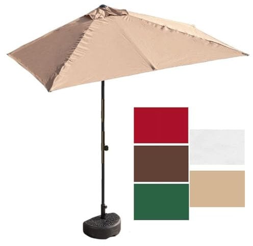 DSKJHI Demi Parasol Balcon Appartement avec Socle Pied, Parasol de Jardin Rectangulaire Réglable en Hauteur, Auvent Polyester Imperméable Rouge, Vert, Marron, Blanc, Kaki (Couleur : Kaki, Taille : S)