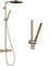 hansgrohe Pulsify S Puro - wassersparendes Duschsystem (EcoSmart) mit Thermostat, Regendusche (260 mm), mit Handbrause, Brauseschlauch, Brausestange und runder Kopfbrause, Brushed Bronze, 24223140