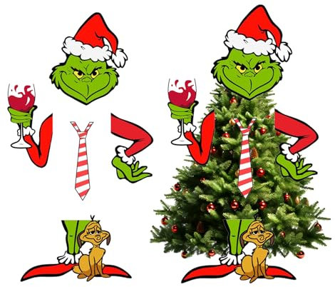 Adornos Navidad, Decoracion Navidad, Decoracion Arbol De Navidad, Monstruo Verde, Adornos De Navidad, para Decoración Navidad, Boda, Fiesta Cumpleaños(Copa De Vino Tinto)