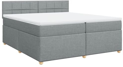 vidaXL Boxspringbett mit Matratze Hellgrau 200x200 cm Stoff