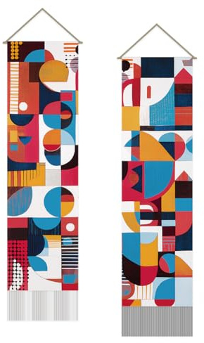 SUPERDANT Abstrakter Geometrischer Wandteppich Moderne Wandbehang Böhmische Wanddecke Langer Wandtuch Wandteppiche 2 Stück Wandteppiche Mit Quaste Tapestry Für Wohnzimmer Schlafzimmer Dekor