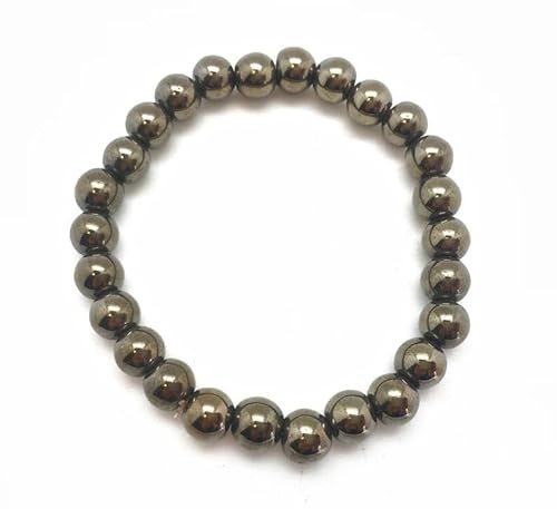 Sylph Gems AAA Qualität Natürlicher Pyrit glatte runde Form 6mm Perlen Edelstein Chakra Heilung Stretch Armband | 6mm Perlen Pyrit Armband