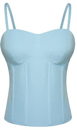 SCARLET DARKNESS Medival Spaghetti Strap Corset for Women UK Retro Push Up Shapewear Light Blue XL