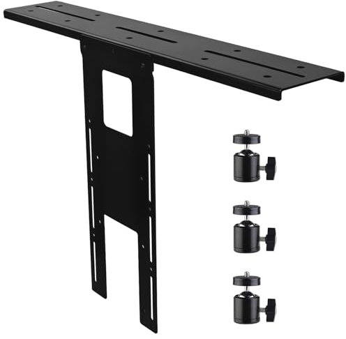 IFCASE Above/Behind Desk Monitor Shelf Mount Holds SLR Camera, Light Webcam, Microphone Fits VESA 75mm 100mm Compatible with Monitor Arm (Black, Shelf with Tripod Head)