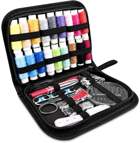 Crihovy Kit Cucito, Set da Cucito, Kit Cucito da Viaggio con Forbici/Ditale/Filo/Metro a Nastro, Kit Cucito Professionale, Set Cucito Casa, Accessori Cucito, Kit Ago e Filo per Principianti, Viaggio