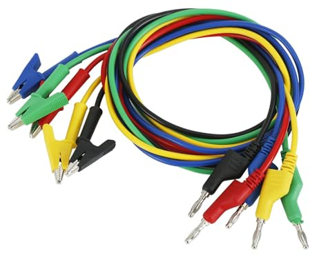 Banana Plug to Alligator Clips Test Leads, 4mm Stackable Plug Flexible Test Leads Cables for Multimeter Electrical Testing 5pcs