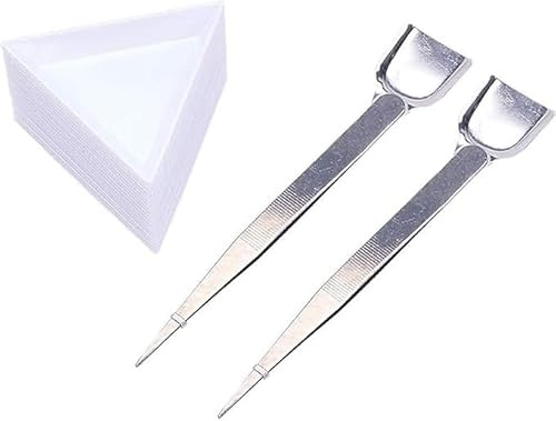 20 Pcs Plastic Triangle Bead Sorting Trays Diamond Rhinestone Plates and 2 Pcs Stainless Steel Handy Tweezer with Scoop Beading Mats, Trays and Boards, Beading and Jewelry Making Jewelry Making