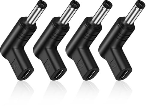 YBFBSJK 4 Stück 12 V USB C auf DC 5,5 x 2,1 mm Konverter 90 Grad DC 5.5 x 2.1mm auf USB C Adapter ideal für Kamera, LED-Stripes, Router & Monitore – Plug & Play