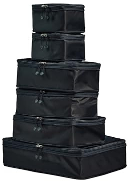 ANTLER - Compression Packing Cubes, Set of 6 Essential Packing Cubes for Suitcases and Backpacks - Holiday, Travel & Accessories Organiser, Easy Clothes and Shoe Storage - Navy Blue