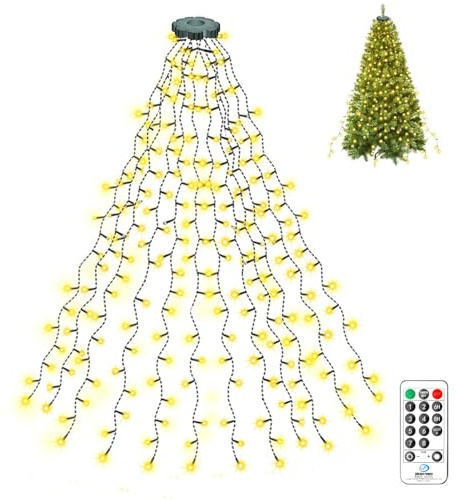 litogo Christmas Tree Lights 300LED Mains Powered, Warm White Xmas String Lighting 1.5m*12 Lines for 4-7ft Christmas Tree, Easy to Install Fairy Lights Decoration for Indoor/Outdoor