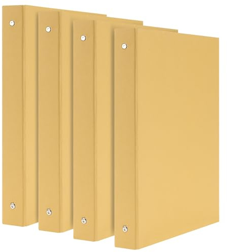 CHUENKUK 4 Stück Ringbuch A4 4 Ringe, 24,8 x 31,8 x 4cm Kraftpapier 20mm Durchmesser A4-Ordner mit 30 Einlagen, Aktenordner Briefordner für Büro Dokumentenablage DIY