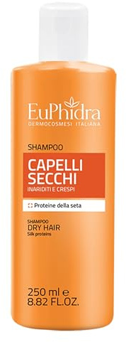 Euphidra, Shampoo Capelli Secchi, Flacone 250 ml, Delicato ed Efficace per Capelli Aridi, Devitalizzati e Crespi, Morbidi e Luminosi, Dermatologicamente Testato
