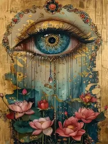 Qihensail Auge Malen Nach Zahlen Erwachsene,Blume Paint by Numbers for Adult DIY mit Pinseln und Acrylfarben,Cheerful Painting Handgemalt Ölgemälde Leinwand für Home Decor (Auge)