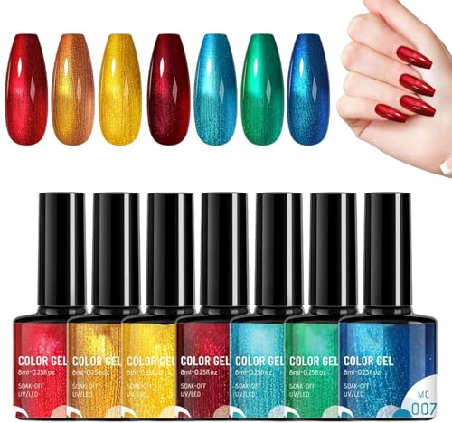 Woalopted Rainbow Gel Nail Polish Set - Shimmer Nail Polish Set - Shimmer Manicure Supplies for Ladies Girls Women Students Salon Travel Photo Sessions Stage Performance