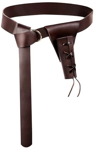 RAOPNHS 2 Stück Mittelalter Gürtel, Wikinger Gürtel Set Mit Schwert Scheide, Mittelalterliche Accessoires Für Mittelalter Festival, Theater Bühnenoutfit, Braun