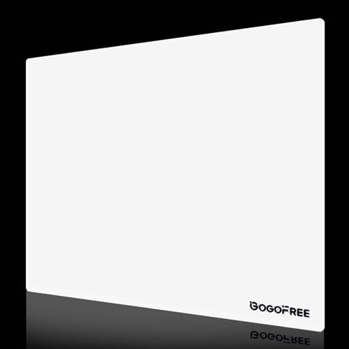 gesxo Gaming Glass Mouse Mat Made of Tempered Glass with Hard Surface, Ultra Smooth Finis, Large Mouse Mat, Water Repellent, Precise Speed Control for Esports (White, 400 x 500 mm)